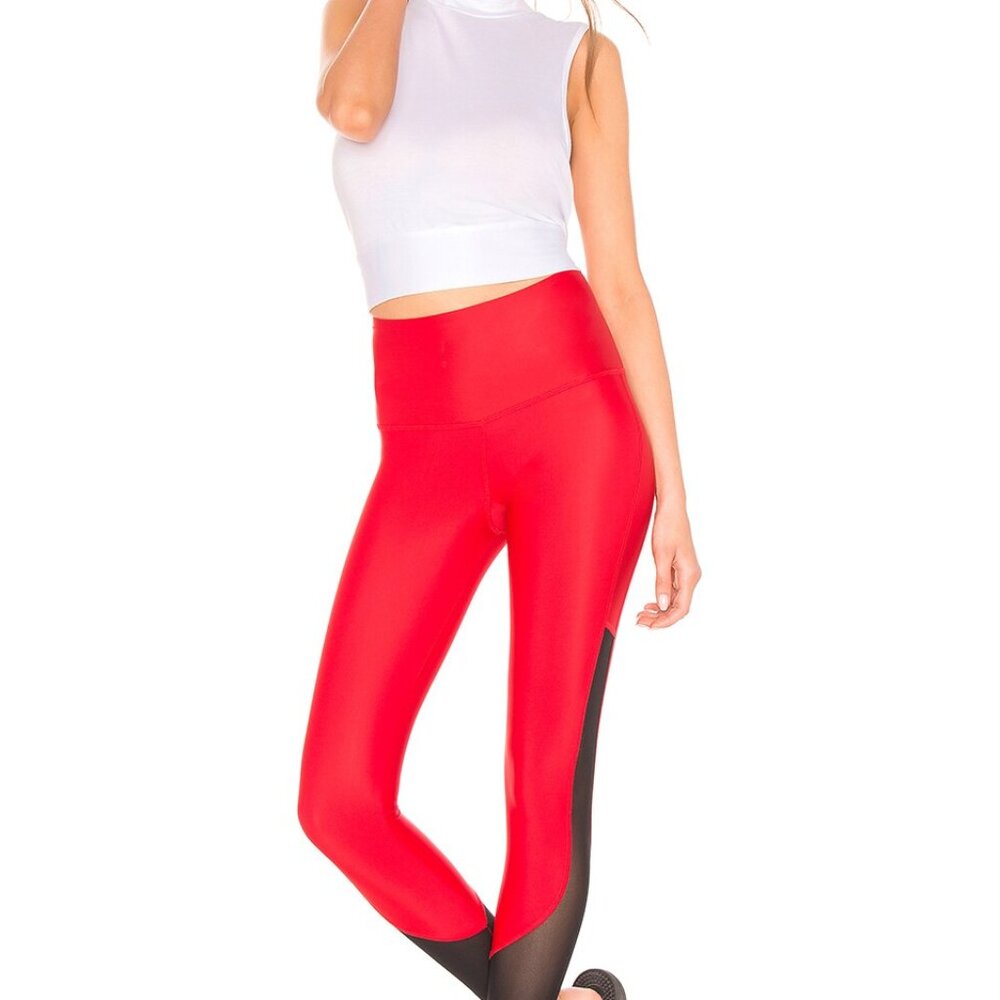 Strut This Louie Sheer Panel Drawstring Leggings Black Sporty Stretch Mesh XS